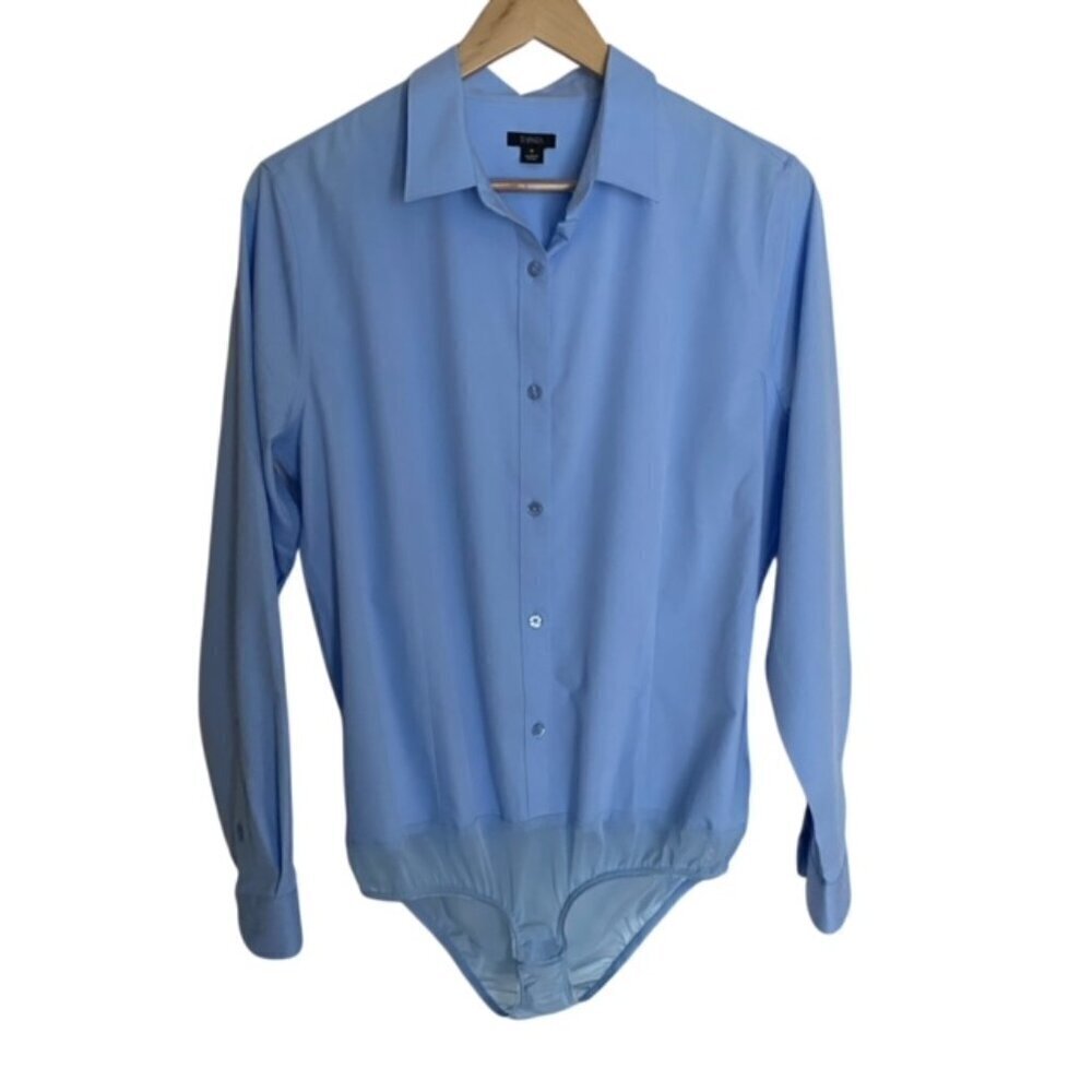 Tapata Blue Button Up Bodysuit Top Medium